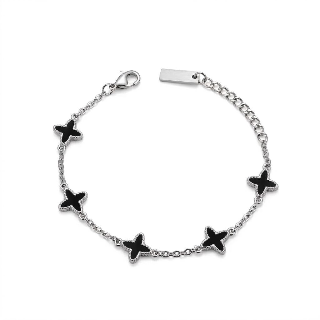 Hand bracelet «MIDNIGHT CLOVER»